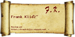 Frank Klió névjegykártya